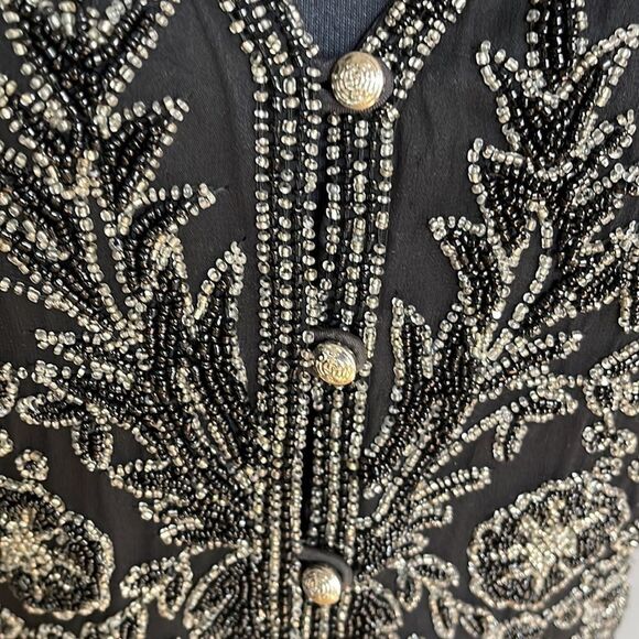Other Destination vintage black beaded front boho style back tie vest. Small. - Picture 3 of 7